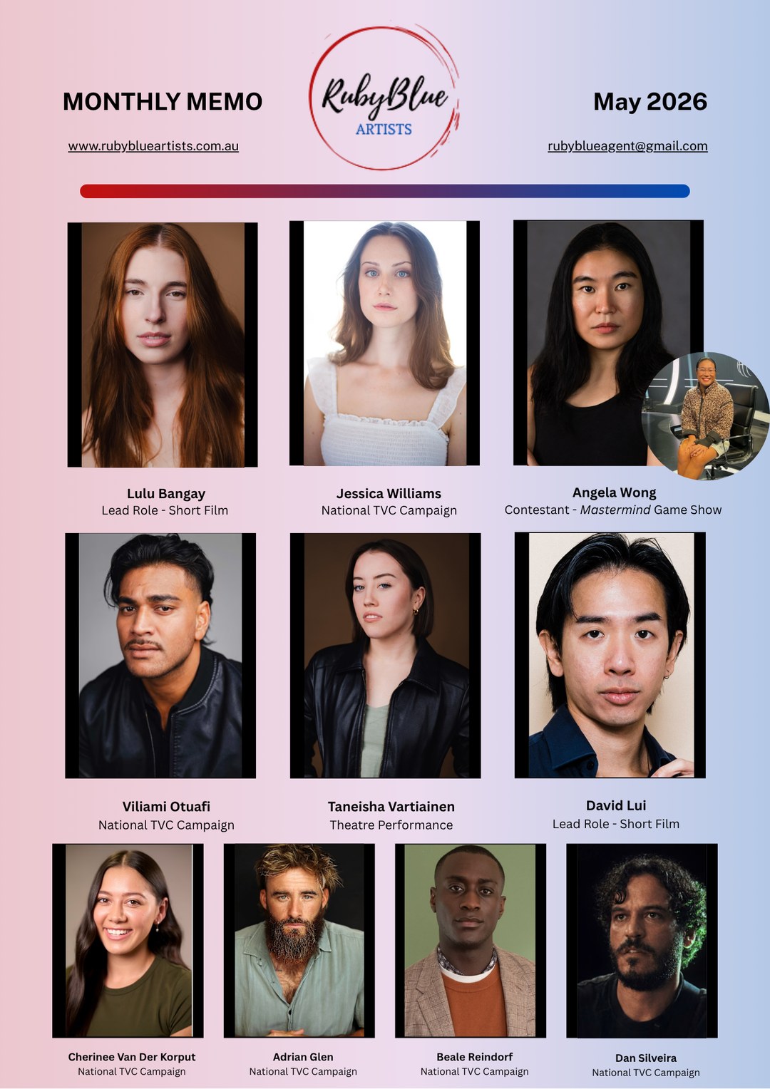 RubyBlue Artists Monthly Memo - May 2026